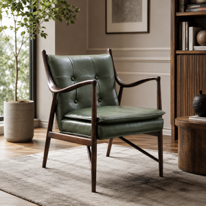 <span class=keywords><strong>Fauteuil</strong></span> d'appoint moderne en <span class=keywords><strong>cuir</strong></span> PU <span class=keywords><strong>vert</strong></span> avec cadre en bois, dossier capitonné, <span class=keywords><strong>fauteuil</strong></span> lounge pour salon - Product Image 2