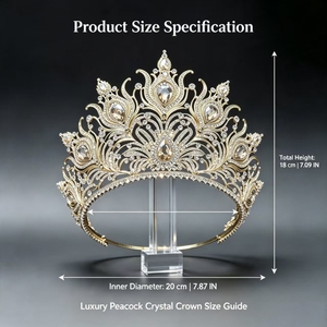 Corona da concorso di bellezza Miss Universo personalizzata all'ingrosso, grande e alta, con strass dorati di lusso, per regina di bellezza e Quinceañera - Product Image 2