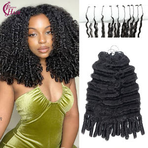 Extensiones de Cabello Humano Rizado Birmano con Punta de Pluma FH, Cabello Humano para Trenzas con Puntas Rizadas en Espiral - Product Image 1