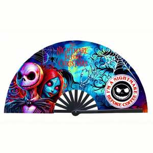 Abanico Plegable de Plástico Grande y Colorido de 33 cm Personalizado para Hombres/Mujeres, Abanico Tallado de Kung Fu para Festivales, Baile y Regalos - Product Image 1