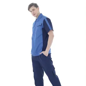 Summer short sleeve Work wear clothes uniform manufacturer workwear for car wash or industry Labor Suit Safety Workwear