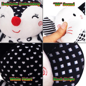 Grandes oreilles <span class=keywords><strong>et</strong></span> <span class=keywords><strong>pieds</strong></span> Noir <span class=keywords><strong>et</strong></span> blanc Éléphant doux Poignée Animal Hochet Puzzle Jouet avec Sound Safe Baby Toys 0-12 Mois - Product Image 6