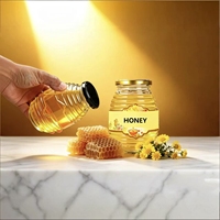 Pot en verre en gros pour miel, pot à miel en forme de nid d'abeille pour le stockage alimentaire, 100g, 250g, 380g, 730g avec couvercle
