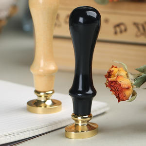 Manija de madera para sellos de cera, color blanco natural y negro, para manualidades de sellado - Product Image 4