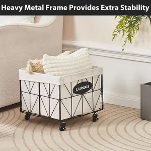 Bathroom Organization Bedroom Living Room Laundry Basket Laundry Hamper With Wheels And Removable Liner