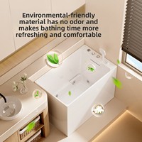 Baignoire autoportante en acrylique au design moderne avec massage à air thermostatique, forme carrée, idéale pour les petits espaces de salle de bain