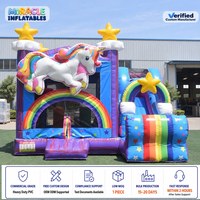 Combo gonflable licorne pour enfants, château arc-en-ciel en PVC avec toboggan pour fête d'anniversaire
