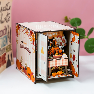 Scatola Musicale 3D in Legno per il Ringraziamento, Kit Puzzle Scena in Miniatura Fai-da-te, Decorazione Artigianale per Adulti e Adolescenti - Product Image 5