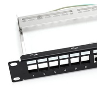 Panel Patch RJ45 24-Port UTP/FTP Mendukung Batang Kawat Tanah Baja Gulung Dingin untuk Jaringan