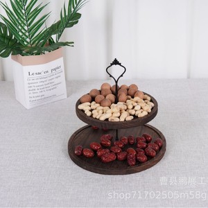 Soporte de madera para postres de 3 niveles, bandeja redonda de madera maciza para exhibir pasteles en fiestas de té, ecológico, solo lavar a mano. - Product Image 5