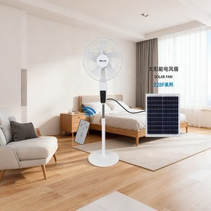 Ventilador Solar Recargable de 25W, Silencioso, Oscilante, Vertical, para Uso en Interiores y Exteriores, con Panel Solar para Carga - Product Image 2