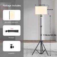 Lumière LED professionnelle à panneau plat tricolore de 24 pouces, 80W, AC 100-240V, trou de vis 1/4'', pour photographie, caméra, diffusion en direct