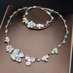 Ensemble de <span class=keywords><strong>bijoux</strong></span> de <span class=keywords><strong>luxe</strong></span> en zircone cubique rose, collier, bracelet, boucles d'oreilles, <span class=keywords><strong>bijoux</strong></span> de mariée, de fête, pour femmes, cadeau de mode de haute qualité - Product Image 5