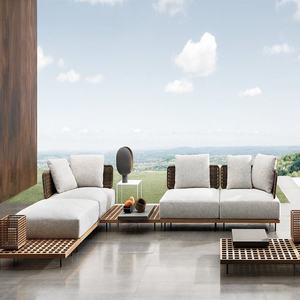 Divano da Giardino in Teak Resistente alle Intemperie, Arredamento Moderno di Lusso per Terrazza, Combinazione di Divani in Legno Durevole e Impermeabile per Cortile - Product Image 3