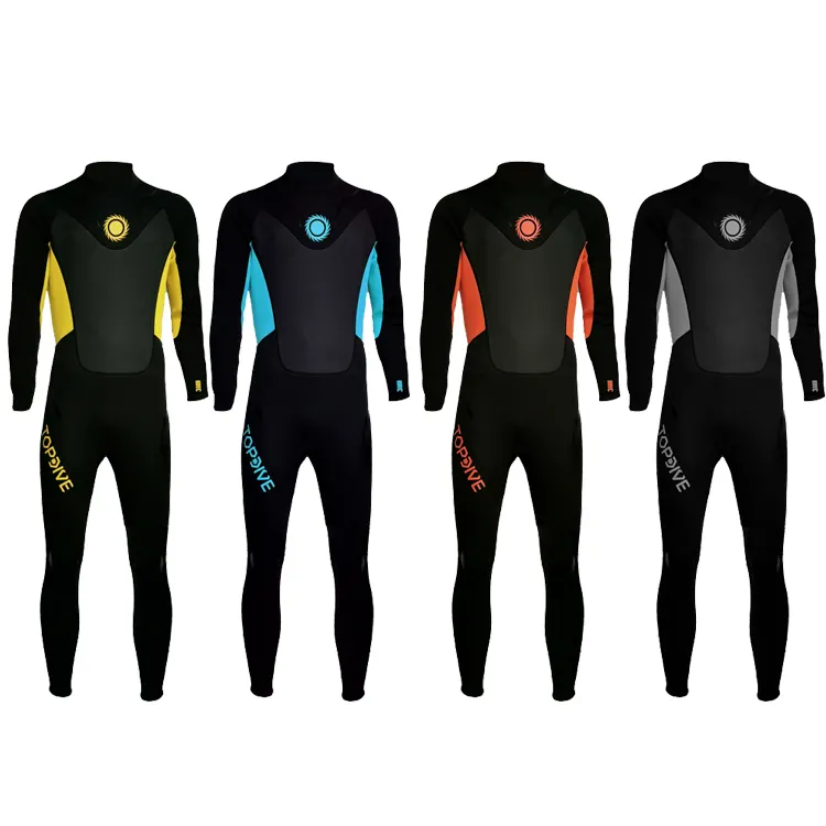 Roupa de mergulho de surf de neoprene para homens, roupa de mergulho com zíper traseiro de manga longa com logotipo personalizado OEM de uma peça