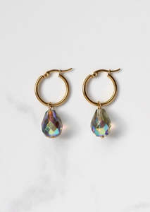 Boucles d'oreilles créoles minimalistes <span class=keywords><strong>en</strong></span> cristal plaqué or <span class=keywords><strong>en</strong></span> acier inoxydable avec strass, étanches et hypoallergéniques, <span class=keywords><strong>bijoux</strong></span> de mode - Product Image 2