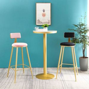 WEKIS Nordic Counter Furniture Gold Metal Back Luxury Kitchen Modern Minimalist High Bar Tool Metal <b>Frame</b> Bar Dining Living Room - Product Image 3