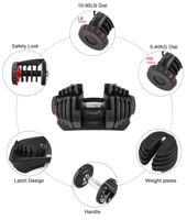 Ensemble de poids libres Haltères réglables Haltères 40kg Entraînement Multi Gym Fitness Equipment 24kg Haltères réglables