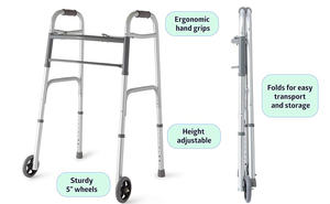 MSMTブランドの高齢者用折りたたみ式ウォーカー & ローラー5 \ "ホイールクロスバー障害者用折りたたみ式アルミニウム - Product Image 3