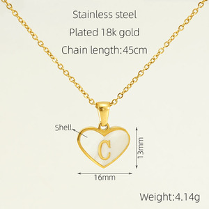 26 lettere inglese collana conchiglia d'<span class=keywords><strong>amore</strong></span> femminile <span class=keywords><strong>tutto</strong></span> in acciaio inox lettera ciondolo all'ingrosso - Product Image 5