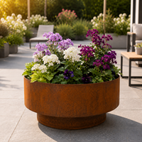 Grand bac à plantes rond en acier Corten pour jardin extérieur, jardinière surélevée en forme d'anneau d'arbre, patine pour jardin extérieur (50 cm)