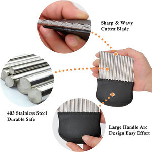 Coupe-pomme de terre ondulé en acier inoxydable noir durable métal froissé fruits légumes salade carotte pommes de terre frites outil écologique - Product Image 3