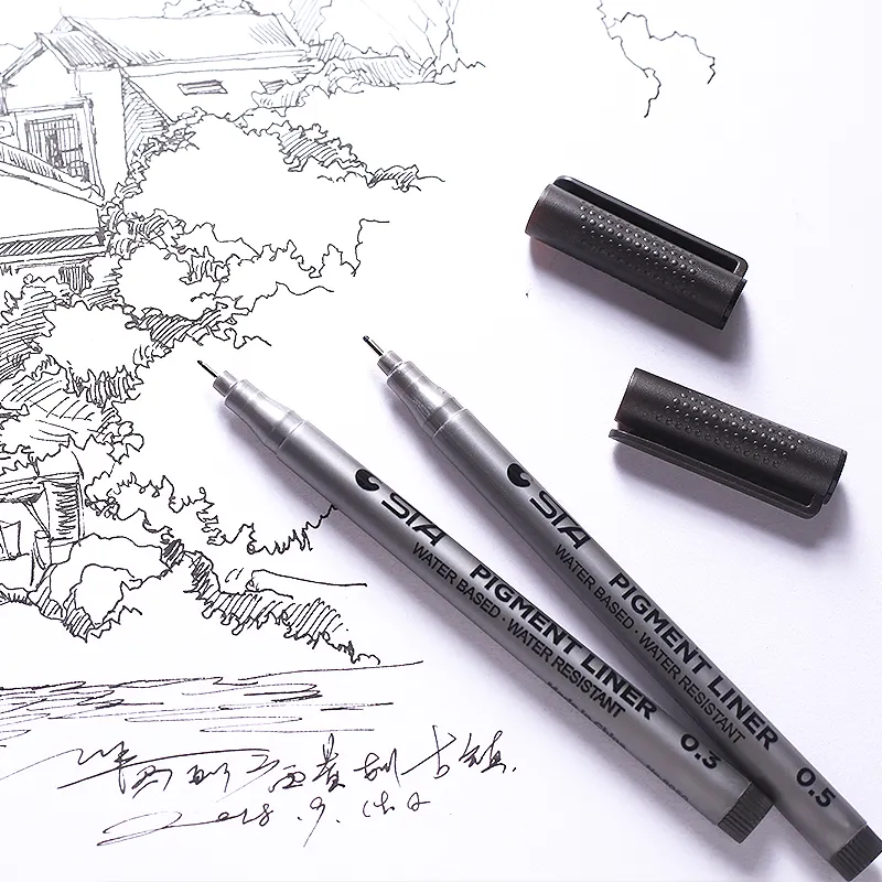 STA 8050 Needle Pen Ink Anti衰退0.05/0.1/0.2/0.3/0.4/0.5/0.6/0.8/Brush Drawing Sketch Pigment Linerマーカー