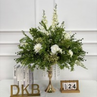 Boule de fleurs artificielles réalistes en gros pour centre de table de mariage, décoration en soie avec verdure pour la maison et les mariages