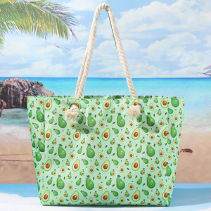 Nouveau sac de <span class=keywords><strong>plage</strong></span> imprimé décontracté pour femme, sac à bandoulière, sac de voyage d'été en <span class=keywords><strong>toile</strong></span> avec doublure en polyester, fermeture éclair et poignée en corde - Product Image 5