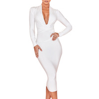 Robes Midi Bandage à Manches Longues pour Femme – Élégantes, Sexy et de Haute Qualité pour Soirées – Vente en Gros