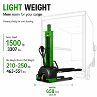 Transpalette Semi-Électrique Autochargeable 500kg 1000kg, Chariot Élévateur Portable pour Palettes 1.3m 1.6m