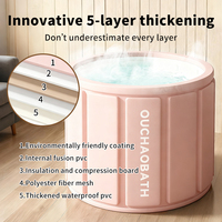 Baignoire gonflable ronde de luxe rose en PVC, 70 cm, capacité 250 L, pliable, spa instantané portable pour la maison, pour une relaxation et une immersion romantiques