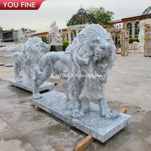 Escultura de León Durmiendo en Mármol Blanco YOUFINE, Decoración Clásica para Exteriores de Jardín o Villa - Product Image 4