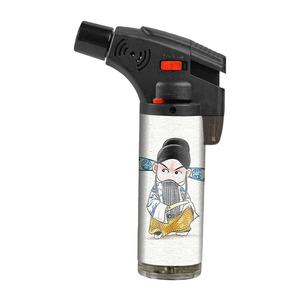 Arrive China Peking Opera Design Refillable Windproof Candle <b>BBQ</b> Jet Slant Torch <b>Lighter</b> for Cigar - Product Image 1