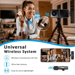 คอนเดนเซอร์ USB ไร้สายลาวาเลียร์ปกไมโครโฟนน้ำหนักเบารอบทิศทางพร้อมลดเสียงรบกวนสำหรับการสัมภาษณ์การสตรีมสด - Product Image 2