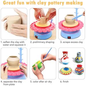 Roue <span class=keywords><strong>de</strong></span> poterie électrique <span class=keywords><strong>pour</strong></span> enfants, jouet avec argile, bricolage créatif, jouets artisanaux, fabrication <span class=keywords><strong>de</strong></span> céramique, <span class=keywords><strong>peinture</strong></span>, ensemble <span class=keywords><strong>de</strong></span> palette, jouet éducatif - Product Image 6