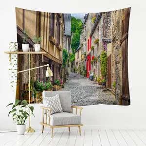 Popular European Town Series Indoor University Dormitory Party Tapestry Art Decor Poster For Wedding Festival Birthday Gifts