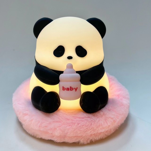USB Charging LED Flower Panda Lamp 7-Colorful Timing Night Light Three Dimming for Room Use Warm White Emittance Fun Silicone