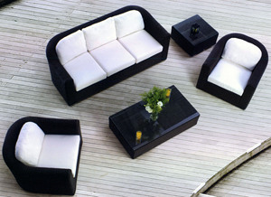 Canapé de jardin de style nordique tissé à la main en rotin naturel et cannage, canapé double - Product Image 3