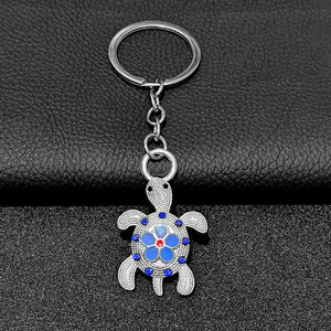 Dễ thương đại dương biển động vật biển bãi biển lưu niệm kim cương rùa vòng chìa khóa Bling Rhinestone pha lê Rùa Biển rùa Keychain Quà Tặng - Product Image 4