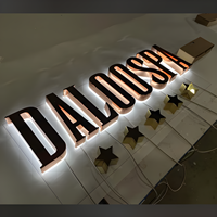 Enseigne lumineuse personnalisée en lettres LED |   Enseigne en lettres 3D en acier inoxydable rétroéclairée, logo d'entreprise pour magasin, bâtiment commercial