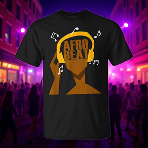 T-shirt Afrobeat con design di note musicali e cuffie, unisex, girocollo, manica corta, stampa digitale, abbigliamento promozionale - Product Image 4