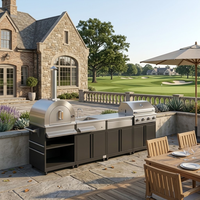 Îlot de cuisine extérieur modulaire en acier inoxydable SS304, durable et robuste, sans formaldéhyde, avec évier, pour l'extérieur