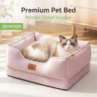 Lit pour animaux de compagnie rectangulaire quatre saisons, lit doux pour chat et chien avec fond amovible et éponge en forme d'œuf