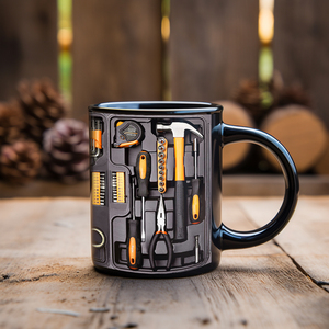 Tasse en grès céramique artisanale à motif d'outils de réparation, écologique, non toxique, couleur personnalisée, cadeau d'<span class=keywords><strong>anniversaire</strong></span> pour le père - Product Image 4