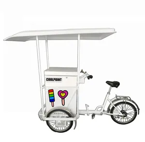 Carro de helado eléctrico, congelador solar de 108 litros, comercial, bicicleta