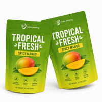 Groothandel op maat gemaakte logo staande pouch voor pittige gedroogde mango fruit snacks, voedselveilige hersluitbare Doypack Mylar verpakkingstas