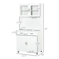 Meuble de rangement moderne en bois pour cuisine, avec portes vitrées et tiroirs, blanc, autoportant, étagères réglables, pour salle à manger