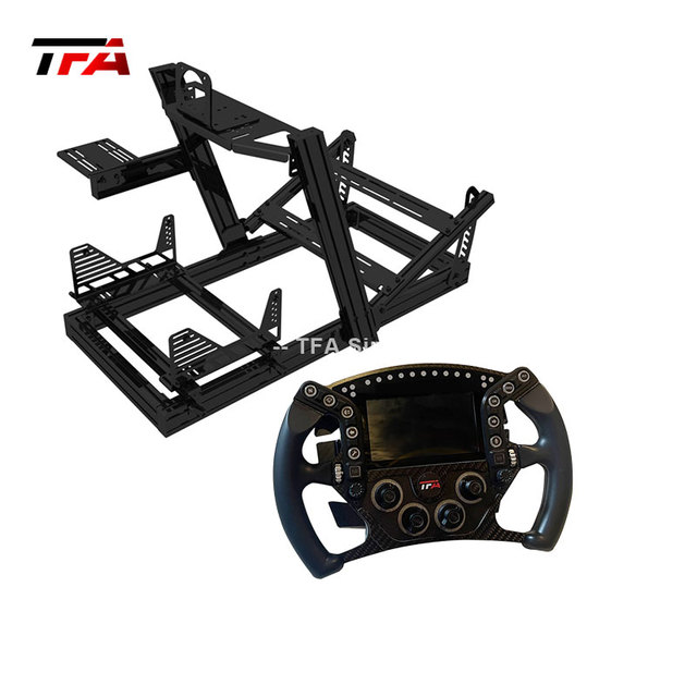 Professional Ultimate Gaming Steering Wheel Setup Includes Cockpit Stand Vibration Kit & Pedals for Sim Racing Simulator Rig