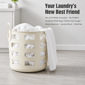 Panier à linge en plastique jaune léger et ajouré avec poignées pour la salle de bain domestique - Product Image 3